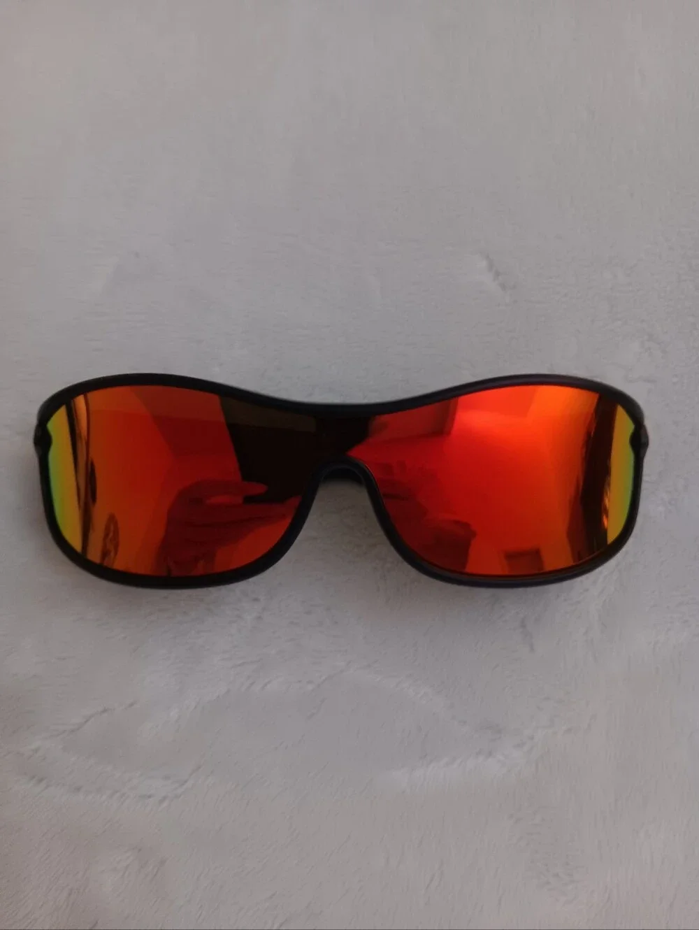 BattleVision Men's/Women's Sport Shield Sunglasses with Orange Mirrored Lenses